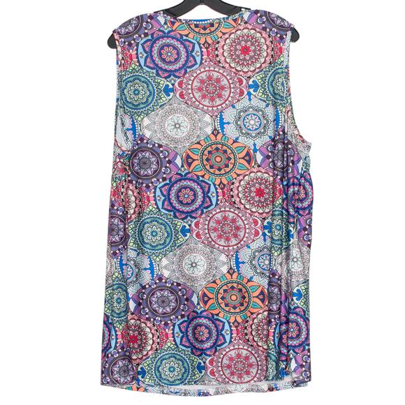 Top Mandala Medallion Boho Hippie Festival Psychedelic Abstract 60s Summer 2XL - Picture 6 of 6